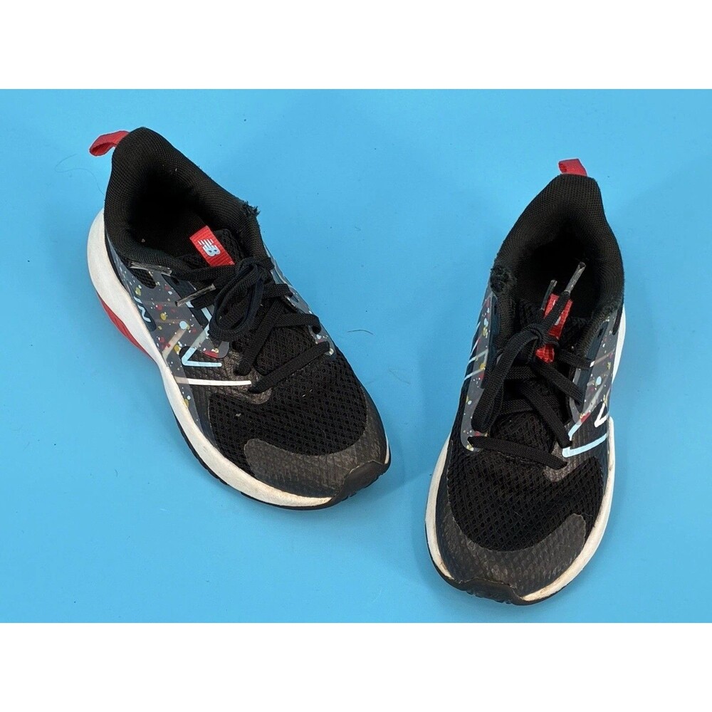 New Balance Rave Run v2 Kids Shoes Size 13 Black Gray Red Splatter Athletic